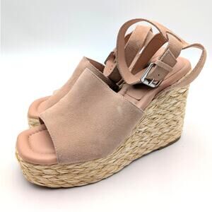 Marc Fisher LTD Nelly Wedge Espadrilles Sandal Women's Peach Size US9M EU39.5